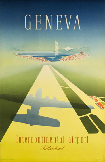 Geneva International Airport poster bill 1948 Walter Mahrer
